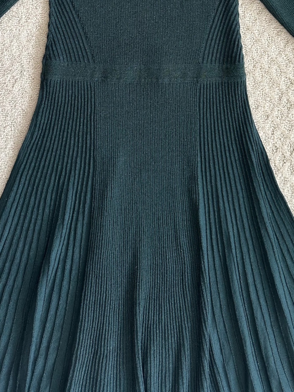 Boden Diona Sparkle Fit-And-Flare Knit Midi Dress Green 12R Metallic Holidays - Picture 11 of 16